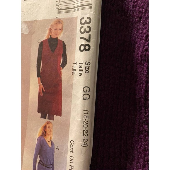 McCalls Sewing pattern3378v neck  dress jumper sz 18 20 22 24 - Picture 2 of 6